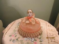 Vintage Rare Porcelain Harlequin Powder Box Delagar