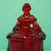 Vintage Red Glass Mosser Colonial Lady Powder Box
