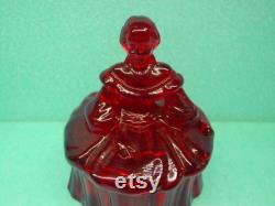 Vintage Red Glass Mosser Colonial Lady Powder Box
