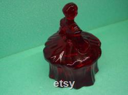 Vintage Red Glass Mosser Colonial Lady Powder Box