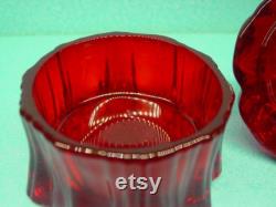 Vintage Red Glass Mosser Colonial Lady Powder Box