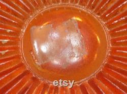 Vintage Red Orange Jeanette Glass Powder Dish-Swan Lipstick Holder