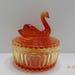 Vintage Red Orange Jeanette Glass Powder Jar (40) Swan Lipstick Holder