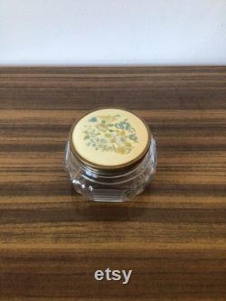 Vintage Regent Products Floral Glass Powder Jar Made In England