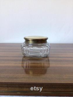 Vintage Regent Products Floral Glass Powder Jar Made In England