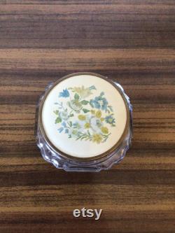Vintage Regent Products Floral Glass Powder Jar Made In England