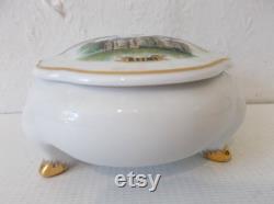 Vintage Reims France Vanity Dressing Table Porcelain Footed Apothecary Pot