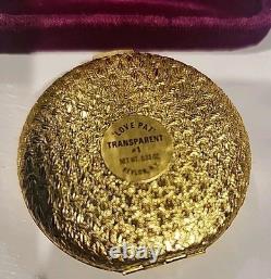 Vintage Revlon Love Pat Gold Refillable Powder Compact New With Red Velvet Box