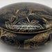 Vintage Round Black and Gold Dresser Vanity Powder Box Hand Painted Porcelain