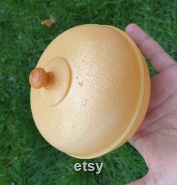 Vintage Round Shaped Cream Plastic Vanity Powder Box Pretty