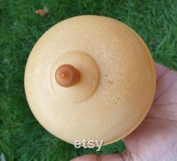 Vintage Round Shaped Cream Plastic Vanity Powder Box Pretty