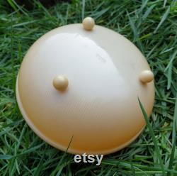 Vintage Round Shaped Cream Plastic Vanity Powder Box Pretty