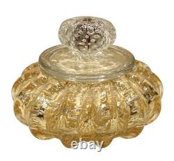 Vintage Seguso Murano Art Glass Powder Box Gold & Silver Leaf Bullicante 1950s