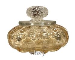 Vintage Seguso Murano Art Glass Powder Box Gold & Silver Leaf Bullicante 1950s