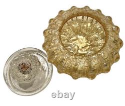 Vintage Seguso Murano Art Glass Powder Box Gold & Silver Leaf Bullicante 1950s
