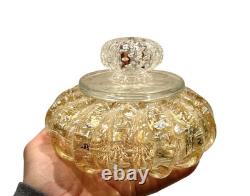 Vintage Seguso Murano Art Glass Powder Box Gold & Silver Leaf Bullicante 1950s