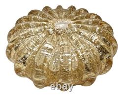 Vintage Seguso Murano Art Glass Powder Box Gold & Silver Leaf Bullicante 1950s
