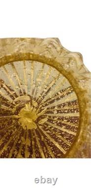 Vintage Seguso Murano Art Glass Powder Box Gold & Silver Leaf Bullicante 1950s