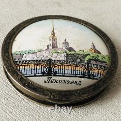 Vintage Silver 875 Ladies Powder box Enamel Leningrad Vintage Silver 875 Ladies Powder box Enamel Leningrad