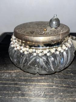 Vintage Silver-Plated Ornate Vanity powder container dresser decor or bathroom container and Comb Art Nouveau Unknown maker