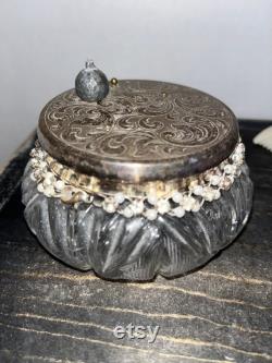 Vintage Silver-Plated Ornate Vanity powder container dresser decor or bathroom container and Comb Art Nouveau Unknown maker