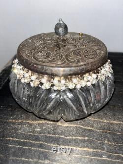 Vintage Silver-Plated Ornate Vanity powder container dresser decor or bathroom container and Comb Art Nouveau Unknown maker