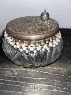 Vintage Silver-Plated Ornate Vanity powder container dresser decor or bathroom container and Comb Art Nouveau Unknown maker