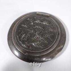 Vintage Silver Powder Box. Vietnam 1950s. Silver 875. Weight 76 g