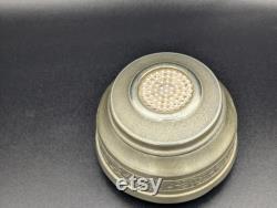 Vintage Silver Tone Musical Powder Box with Faux Pearl Details - WORKS