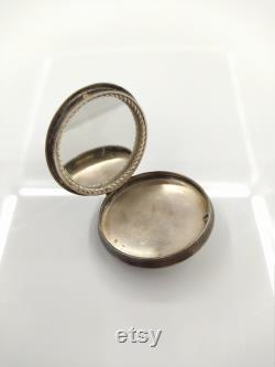 Vintage Silver plated Round Powder Puff Box (No Powder Or Puff) Powder Box VTG Compact body powder box. Vintage face powder box