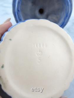 Vintage Sitzendorf German Porcelain Crinoline Lady Powder Box in Purple, Dressing Table Trinket Powder Pot Box, 1920's 1930's Germany