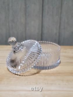 Vintage Small Canister and Lid Diamond Fire by MIKASA Powder Jar, Trinket Box, Vanity Dish