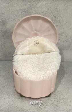 Vintage Soft Pink Lucite Vanity Box Floral Accent Hinged Box Chanel Powder Puff