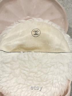 Vintage Soft Pink Lucite Vanity Box Floral Accent Hinged Box Chanel Powder Puff