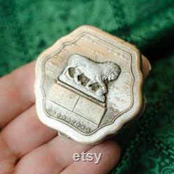 Vintage Soviet Lion Statue powder box, Leningrad pill case