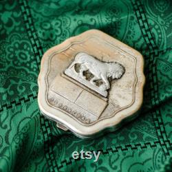 Vintage Soviet Lion Statue powder box, Leningrad pill case