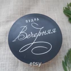 Vintage Soviet box loose face powder ''Evening'', Leningrad make-up accessories factory