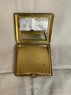 Vintage Soviet era powder box with mirror. Old powder case.