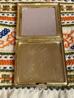Vintage Soviet era powder box with mirror. Old powder case.