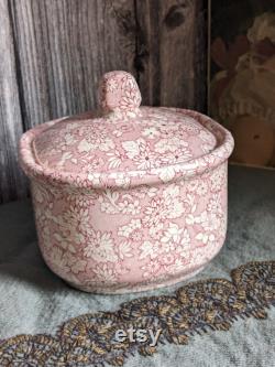 Vintage St Michael's (Marks and Spencers) red transferware powder box 'Victoriana'