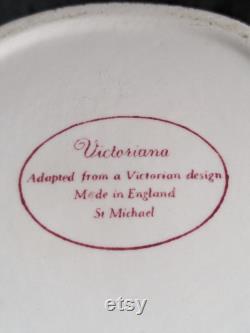 Vintage St Michael's (Marks and Spencers) red transferware powder box 'Victoriana'