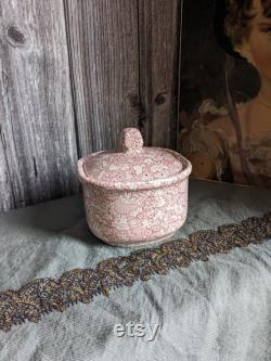 Vintage St Michael's (Marks and Spencers) red transferware powder box 'Victoriana'