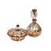Vintage Sterling Silver Overlay Floral Pink Depression Glass Vanity Set, Perfume Bottle and Powder Jar
