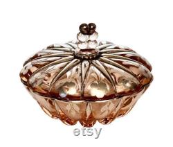 Vintage Sterling Silver Overlay Floral Pink Depression Glass Vanity Set, Perfume Bottle and Powder Jar