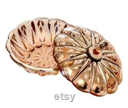 Vintage Sterling Silver Overlay Floral Pink Depression Glass Vanity Set, Perfume Bottle and Powder Jar