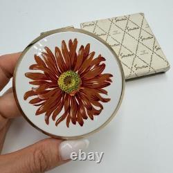 Vintage Stratton Mini Convertible Powder Compact Mirror Enamel Flower England