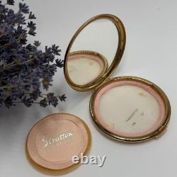 Vintage Stratton Mini Convertible Powder Compact Mirror Enamel Flower England