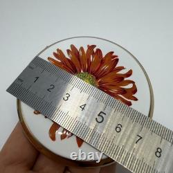 Vintage Stratton Mini Convertible Powder Compact Mirror Enamel Flower England
