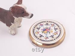 Vintage Stratton Powder Case made in England, Floral Motif Powder Compact,