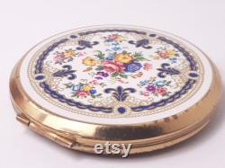 Vintage Stratton Powder Case made in England, Floral Motif Powder Compact,